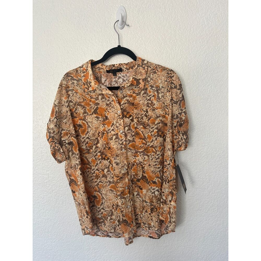 Frye Camp Blouse Western Snake Print Button Down Large
